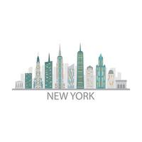 New York Skyline On White Background vector