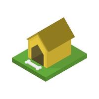 Isometric Dog Kennel On White Background vector