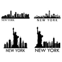 Set of US city skylines on white background vector