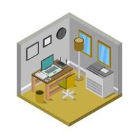 Isometric Office On White Background vector