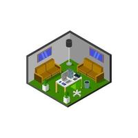 Isometric Office On White Background vector