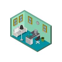 Isometric Office On White Background vector