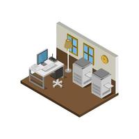 Isometric Office On White Background vector