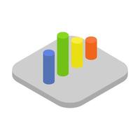 Isometric Bar Chart On White Background vector