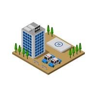 Isometric Police Station On White Background. vector