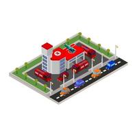 Isometric Fire Station On White Background vector