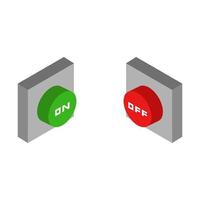 On Off Isometric Button On White Background vector