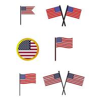 Conjunto de banderas de Estados Unidos sobre fondo blanco. vector