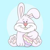 Easter white bunny and easter decorated egg vector
