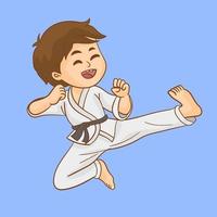 Cute little karate boy vector