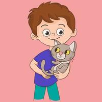 Boy and his cat