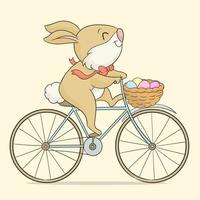 conejo de pascua en bicicleta vector