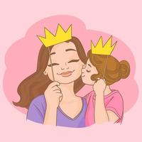 Mom and daugther with crowns vector