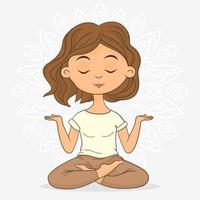 Woman meditating doing yoga lotus pose vector