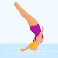 Girl diving in pool vector