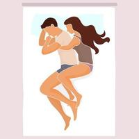 Couple sleeping on the bed vector