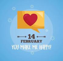 happy valentines day card with speech bubble and heart vector