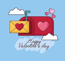 valentines day celebration with envelope in mailbox vector