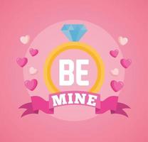 happy valentines day card with proposal ring vector