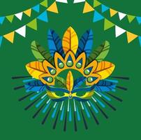 Brazilian Carnival celebration with feathers hat vector