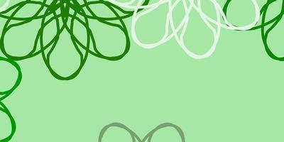 plantilla de doodle de vector verde claro con flores.