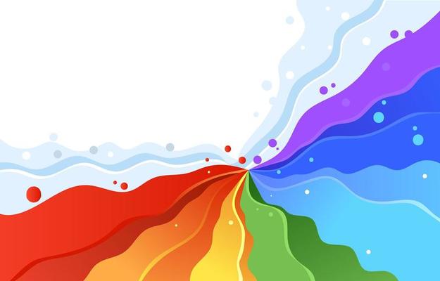 Playful Rainbow Wave in White Background