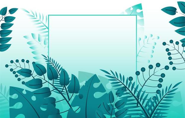 Green Foliage Background with Line Frame