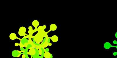 Dark green, yellow vector pattern with coronavirus elements.