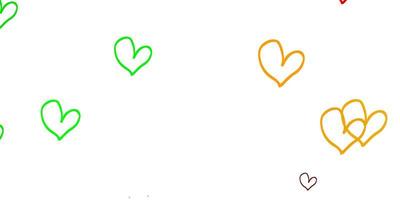 Light Green, Yellow vector texture with lovely hearts.