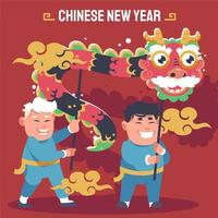 niños felices celebrando el año nuevo chino vector