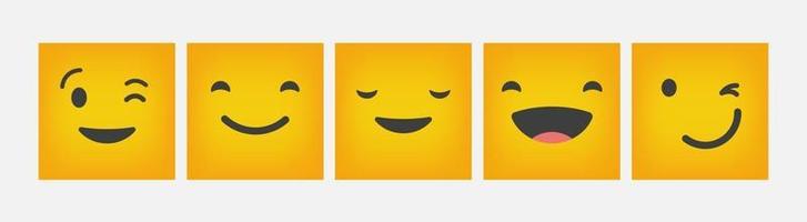 Design Reaction Emoticon Square Set Flat - Vector