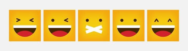 Reaction Design Square Emoticon Flat Set - Vector