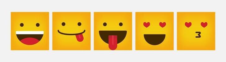 Design Square Reaction Emoticon Flat Set - Vector