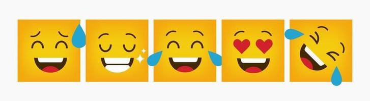 Design Reaction Square Emoticon Set Flat vector