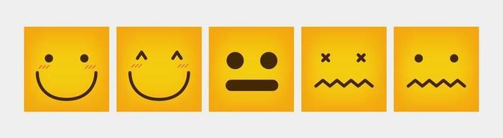 Reaction Square Design Emoticon Set Flat vector