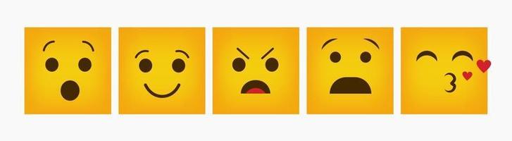 Reaction Design Square Emoticon Flat Set vector