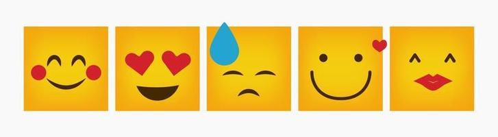 Reaction Square Emoticon Design Set Flat vector