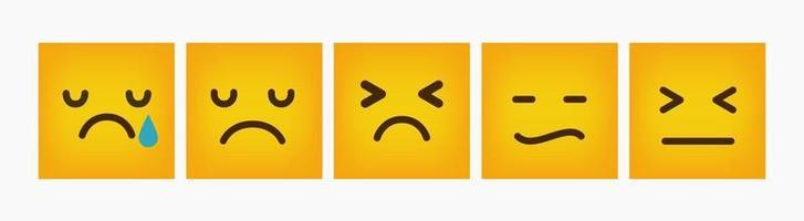 Emoticon Reaction Design Square Flat Set vector