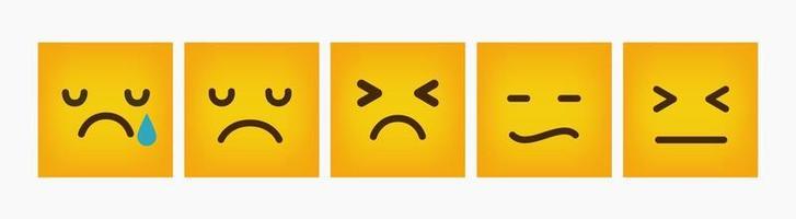 Emoticon Reaction Design Square Flat Set vector