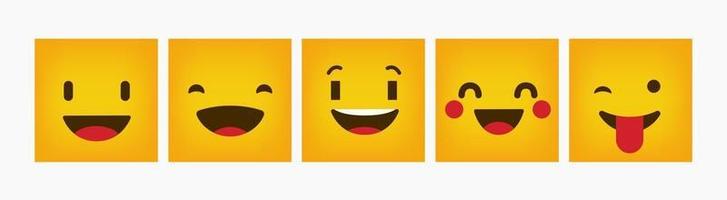 Reaction Design Emoticon Flat Square Set vector