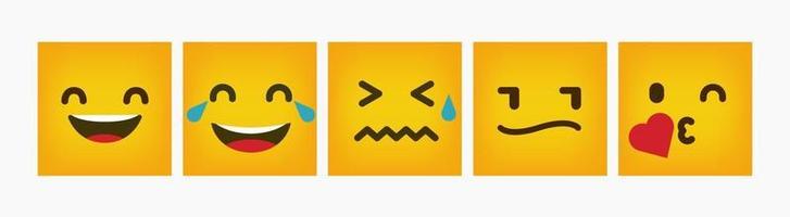 Design Emoticon Reaction Square Flat Set vector