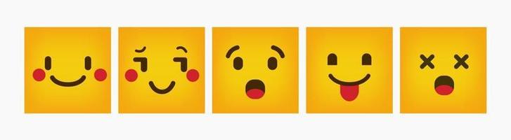 conjunto plano cuadrado de reacción de diseño de emoticonos vector