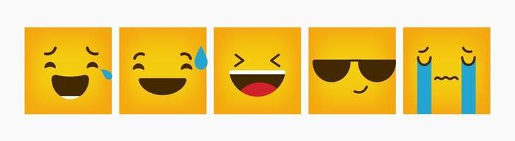 Design Square Emoticon Reaction Set Flat vector