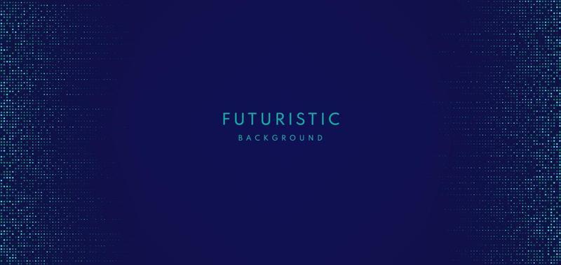 Abstract blue green dynamic horizontal halftone texture on dark blue background with copy space. Modern simple dots pattern. Vector illustration