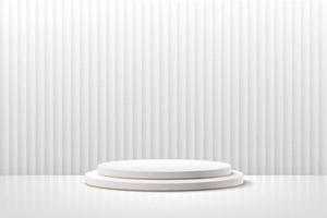 pantalla redonda abstracta para producto en sitio web en diseño moderno. Representación de fondo con podio y escena de pared de textura de capa blanca mínima, representación 3D de forma geométrica en color blanco y gris. vector eps10