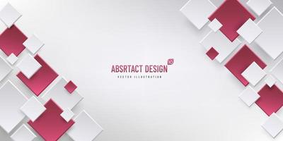 Abstract geometric background with copy space, Rectangle white, grey and red color pattern. Modern and minimal concept. You can use for cover, poster, banner web, Landing page, Print ad. Vector EPS10