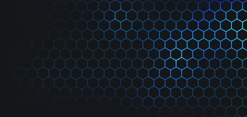 Abstract dark hexagon pattern on blue green neon color background technology style. Modern futuristic honeycomb concept. You can use for cover template, poster, banner web, flyer. Vector illustration