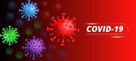 COVID-19. brote de coronavirus, epidemia de enfermedades virales, representación 3D de virus, ilustración del organismo. fondo con células de virus 3d realistas. Ilustración 3d vector