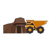 Mining vehicle machinery isolated sideview vector