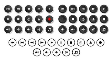 Multimedia Player Icons Set, set of modern design buttons for web, internet and mobile applications isolated on white background. vector